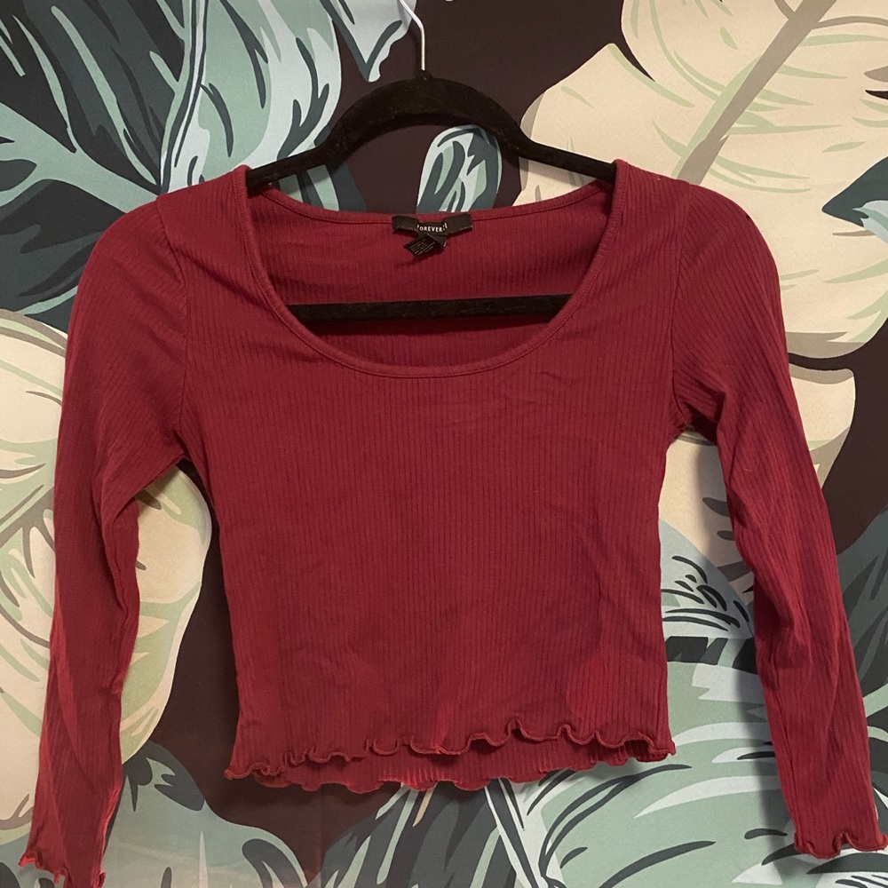 Maroon cropped long sleeve